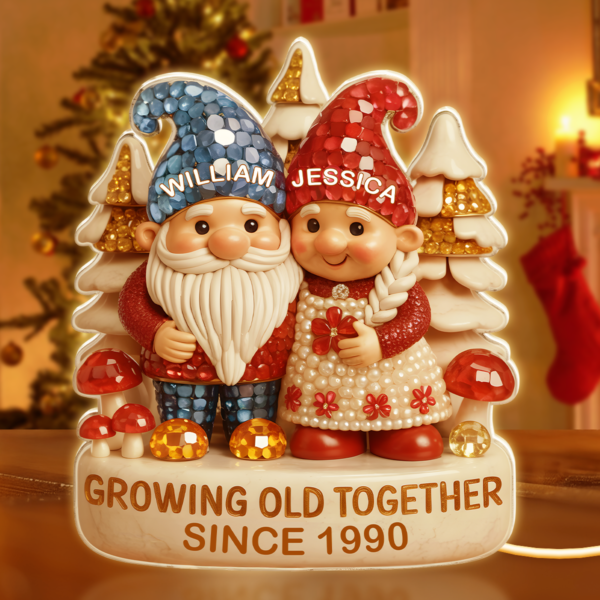Growing Old Together Custom Acrylic Light Box, Cozy Winter Couple Scene, Soft Atmosphere Lighting Romantic Gift for Couples