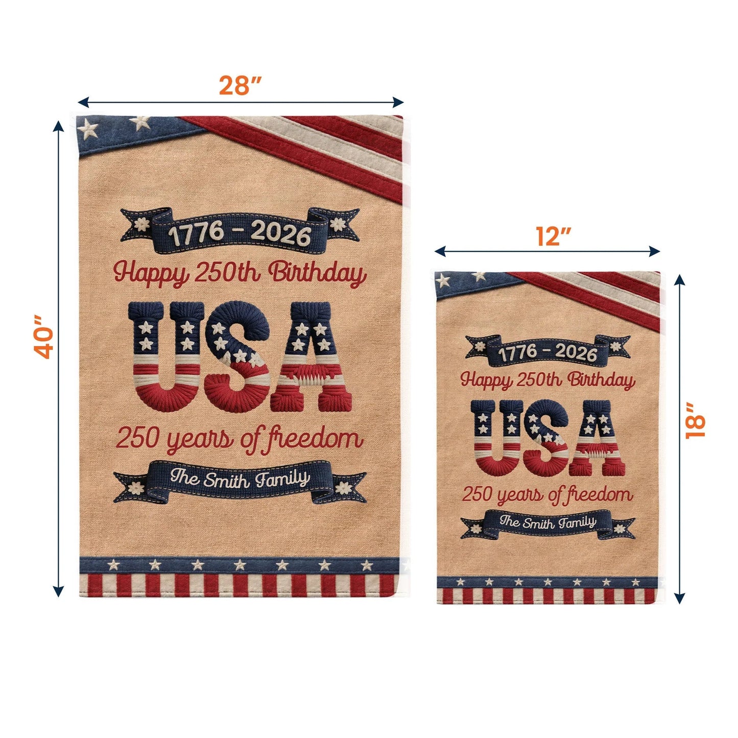 Personalized USA 250th Anniversary Garden Flag, Patriotic Yard Display, Unique Creative Gift for Family