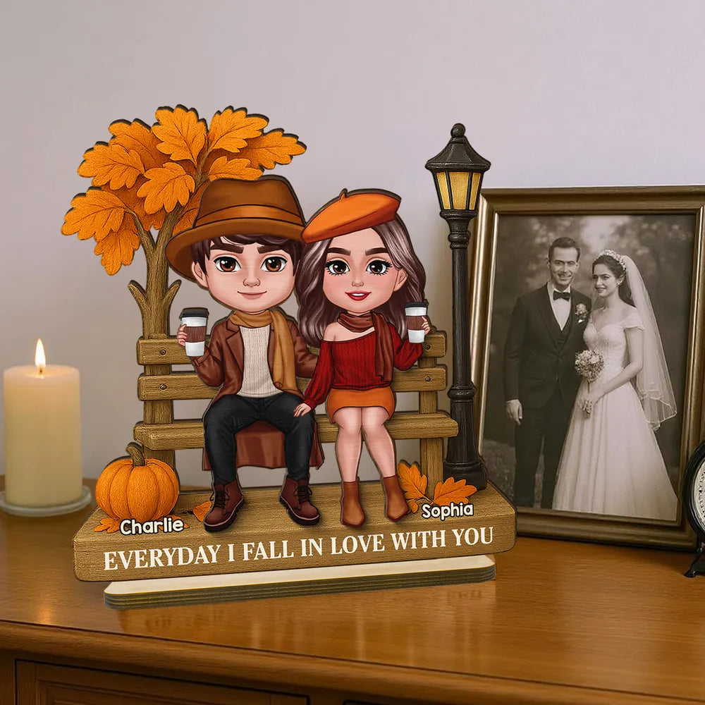 “Everyday I Fall in Love with You” Wooden Plaque – Custom Gift for Couples or Lovers