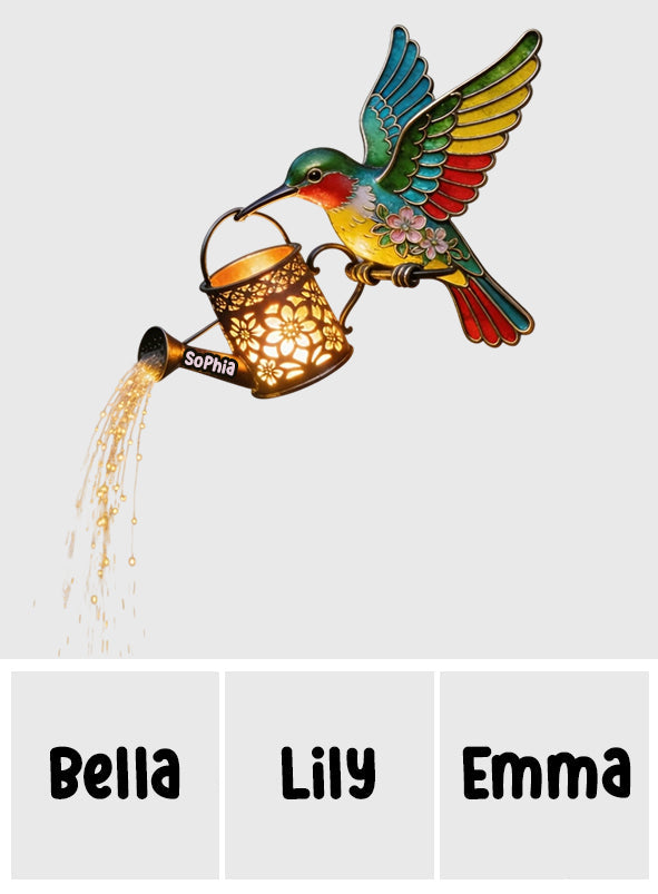 Garden Decor, Gift For Hummingbird Lovers - Personalized Hummingbird LED Light Acrylic Sign