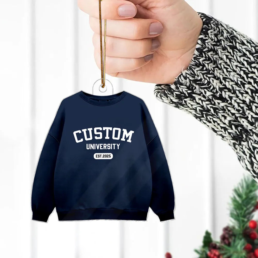 Personalized School Spirit Acrylic Ornament Custom University Sweater Look Holiday Decor Unique Gift