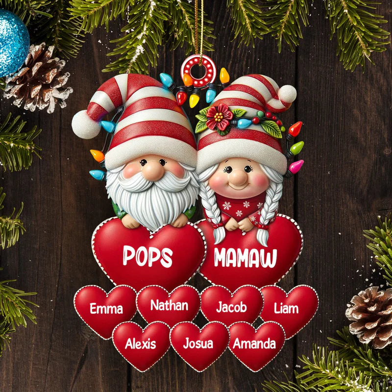 Christmas Grandma & Grandpa Mom & Dad with Heart Kids Personalized Ornament - Perfect Holiday Gift