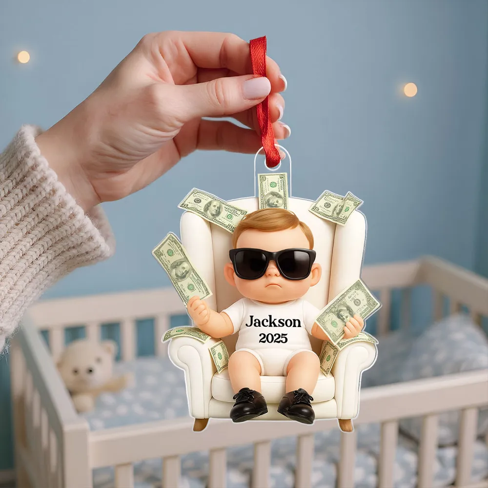 Custom Baby Acrylic Ornament: Personalized Festive Decor & Gift