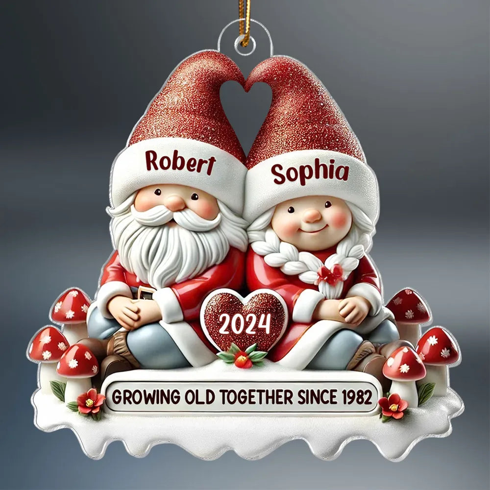 Santa Couple Acrylic Ornament with Heart - Festive Christmas Tree Decor, romantic keepsake, a unique creative gift for couples