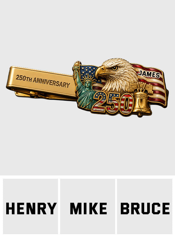 America 250th Anniversary Gifts - Personalized Independence Day/ 4th of July Tie Clip