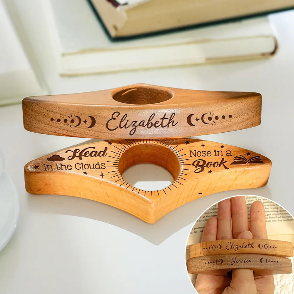 Book Page Holder, Engraved Wooden Thumb Page Turner for One-Hand Reading, Unique Gift for Book Lovers, Teachers, Mom or Dad