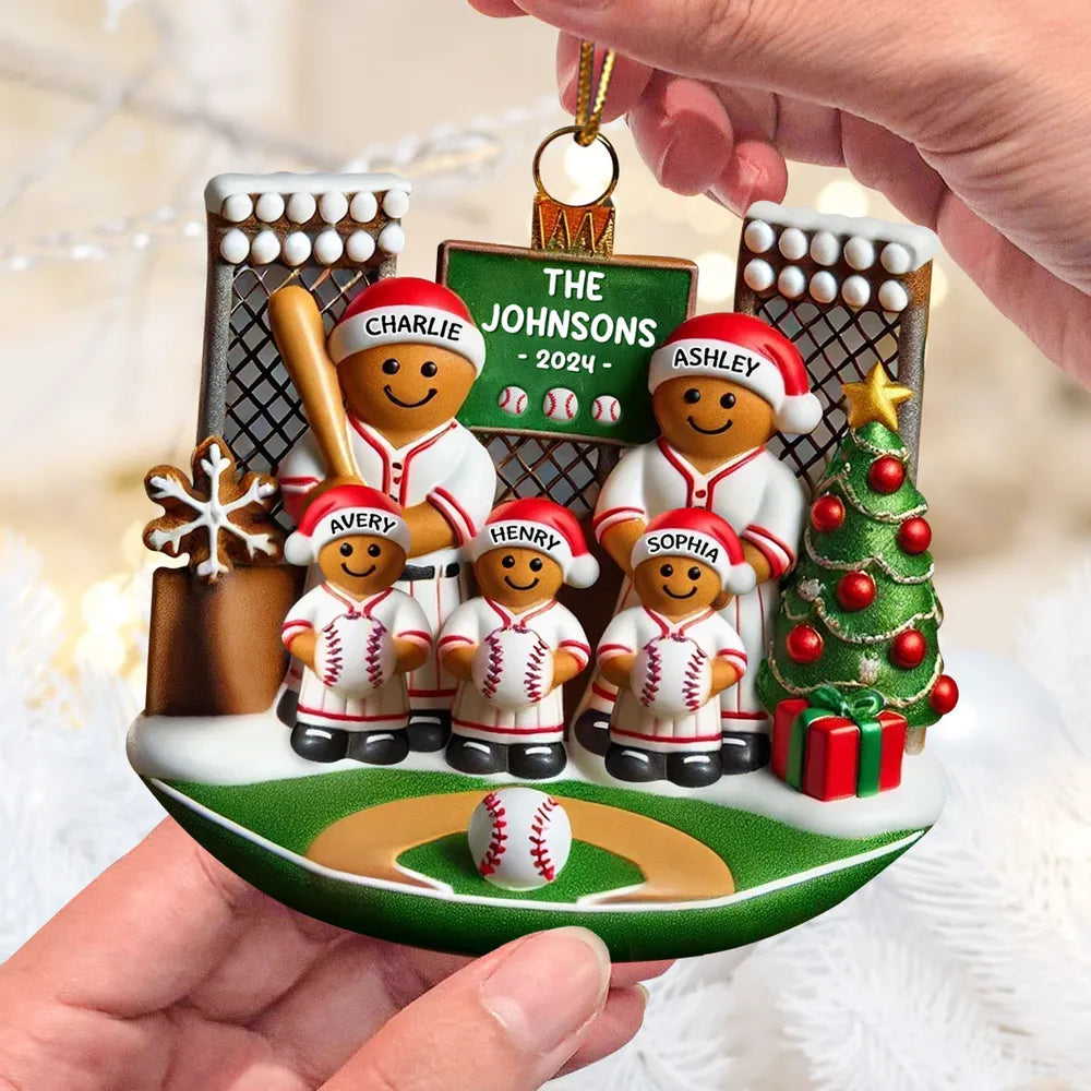 Custom Baseball Family Christmas Ornament - Personalized Holiday Keepsake