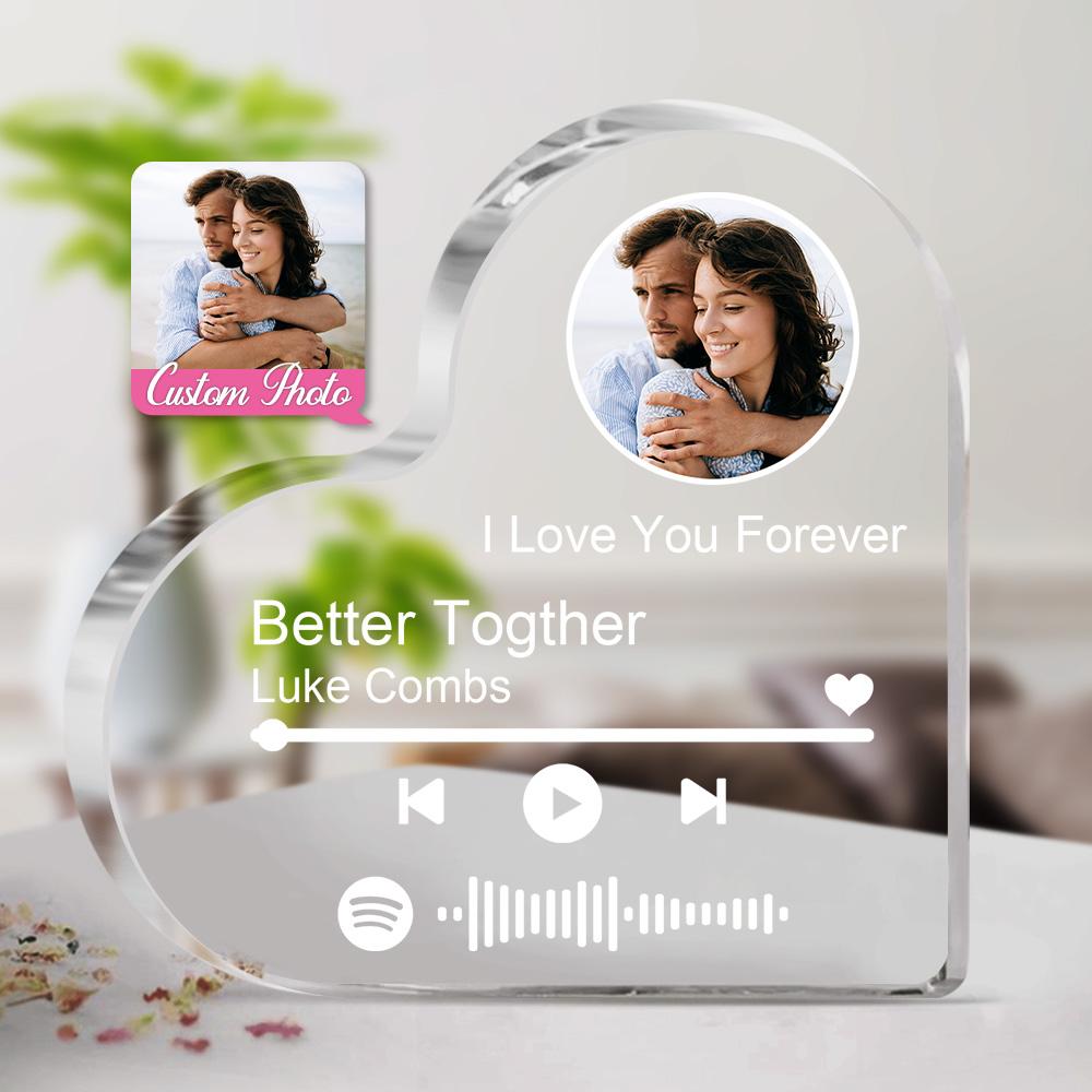 Music Code Song Photo Custom Heart - Personalized Couple Music Code Heart Plaque