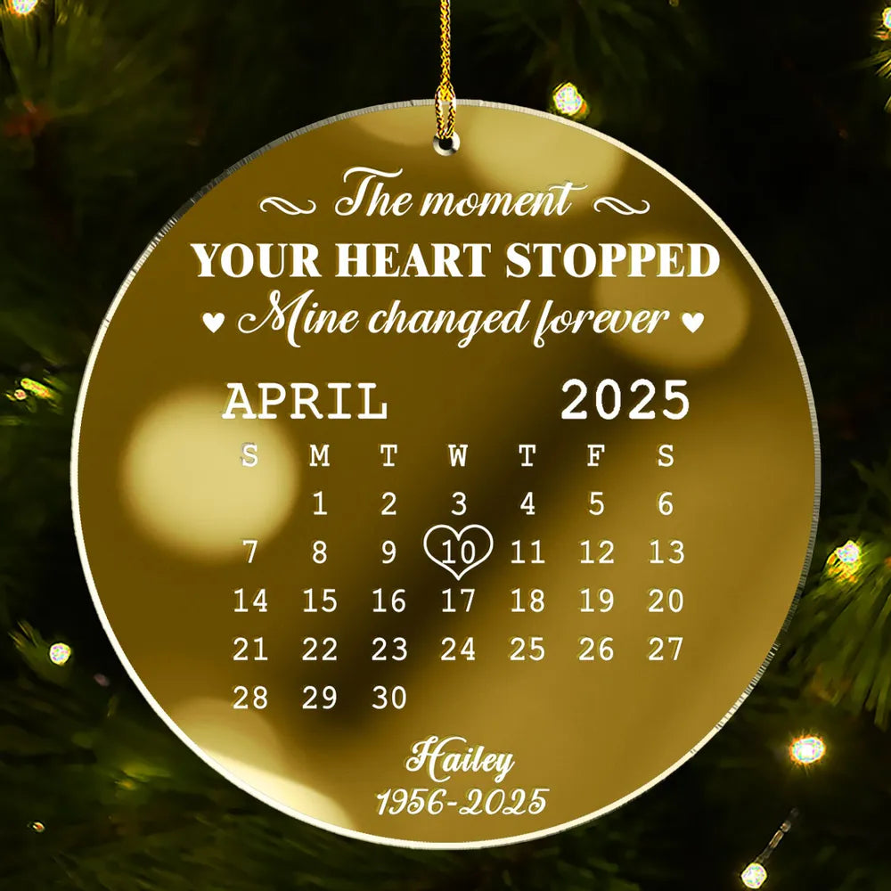 Acrylic Ornament Memorial Keepsake Calendar The Moment Your Heart Stopped Unique Sympathy Gift