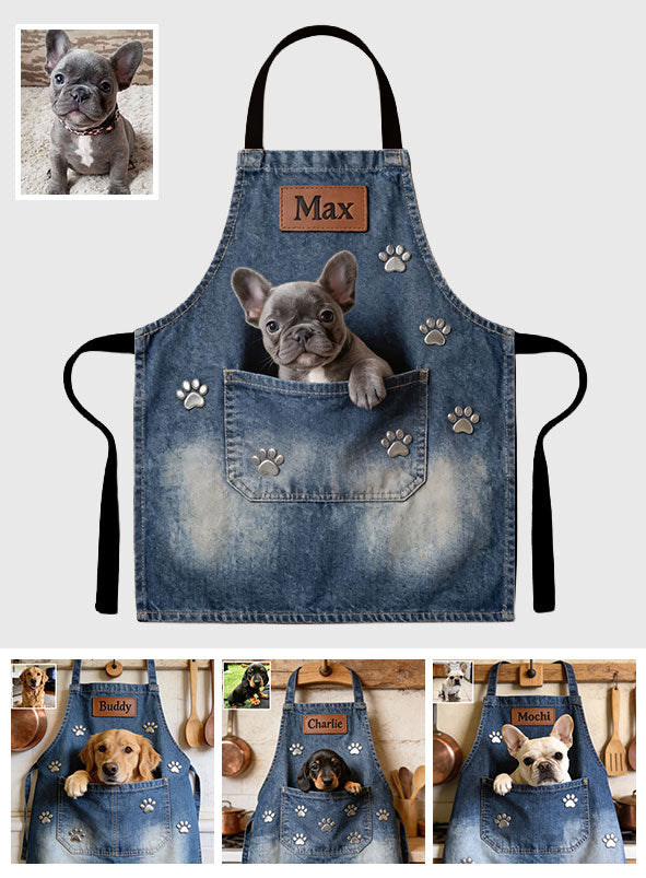 Any Photo Personalized Denim Dog Apron - Personalized Dog Apron With Pockets