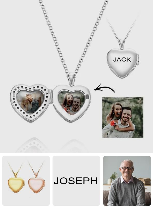 Heart Shaped Photo Locket Charm - Personalized Heart Shaped Photo Locket Necklace