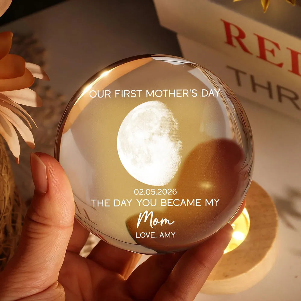 Personalized Globe Lamp with Custom Moon Phase, First Mother's Day Keepsake Night Light, Unique Gift for Mom