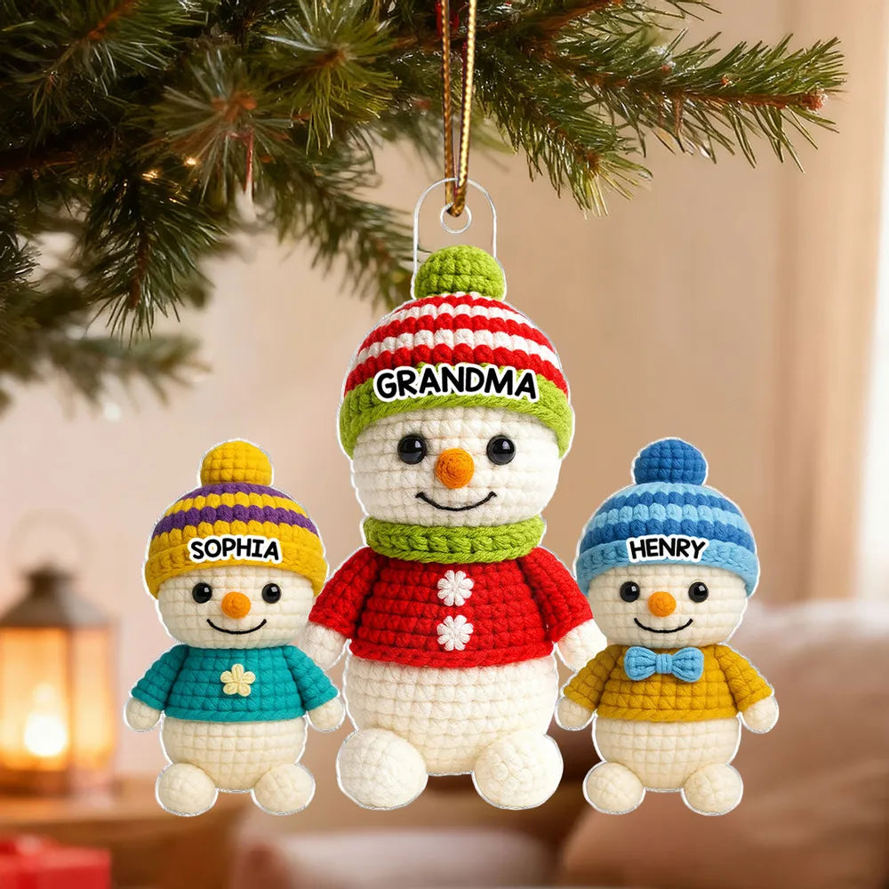 Acrylic Ornament with Snowman Family Design | Clear Printing & Premium Texture, Perfect Gift for Family & Christmas Tree Decoration