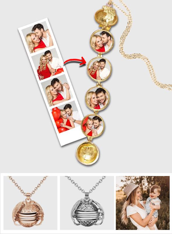 Any Photo - Personalized Angel Wings Expanding Photo Ball Locket Necklace