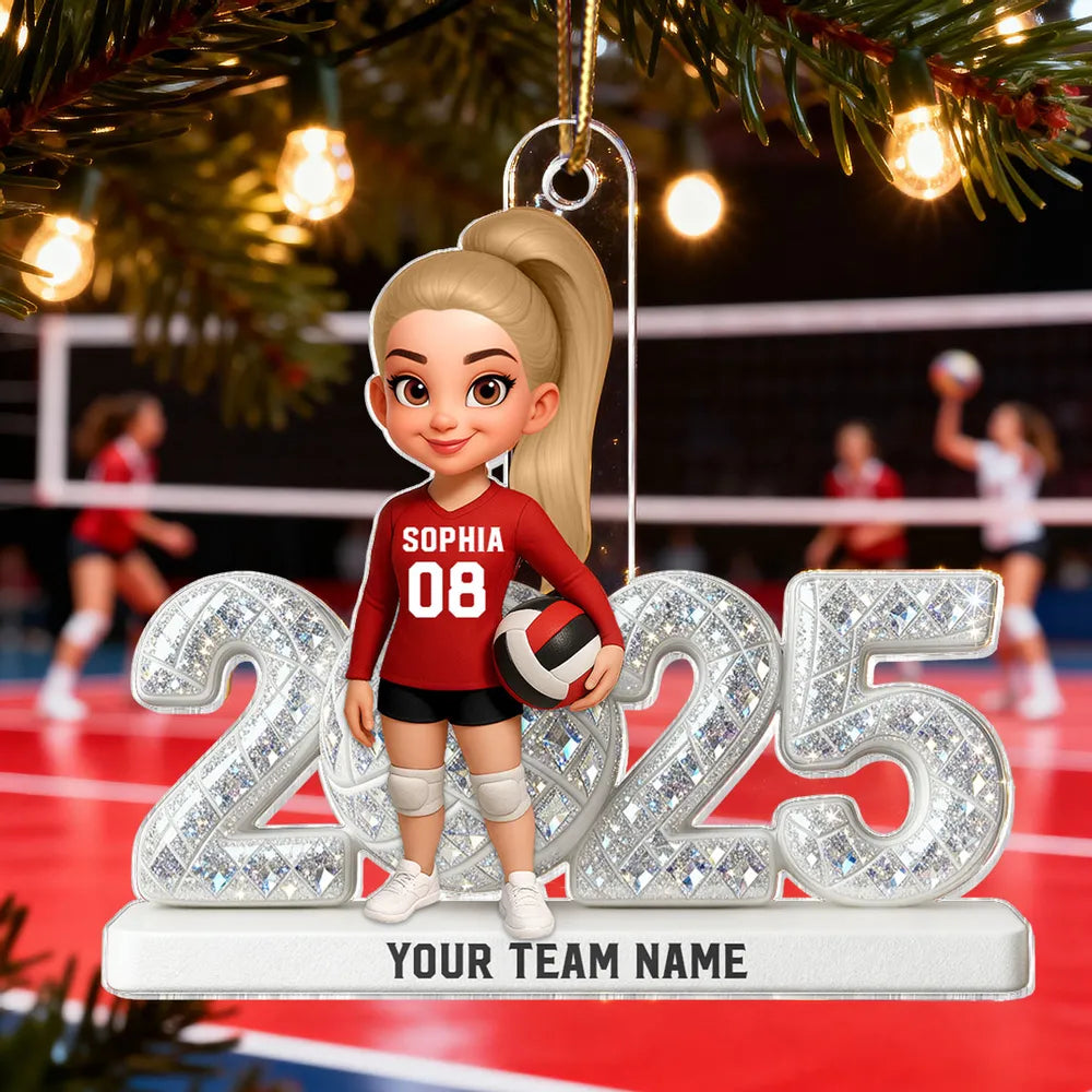 Custom Volleyball Girl Acrylic Ornament | Sparkling Year Design, Celebrating Youthful Spirit, Perfect Gift for Sports Girls