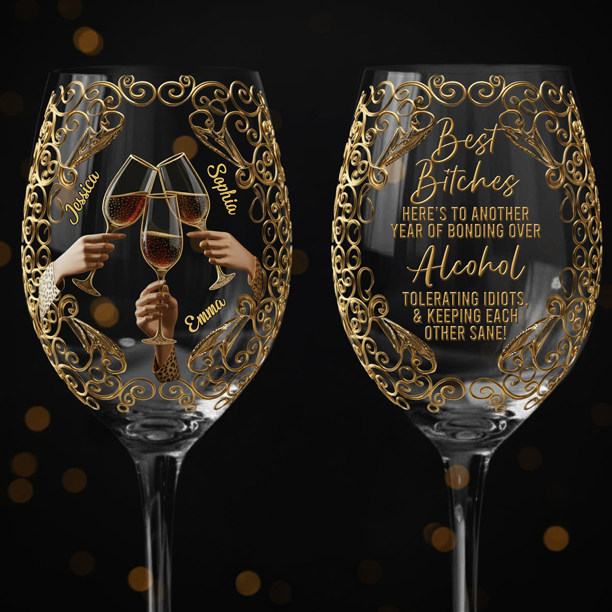 Best B*tches - Personalized Bestie Wine Glass With Long Stem