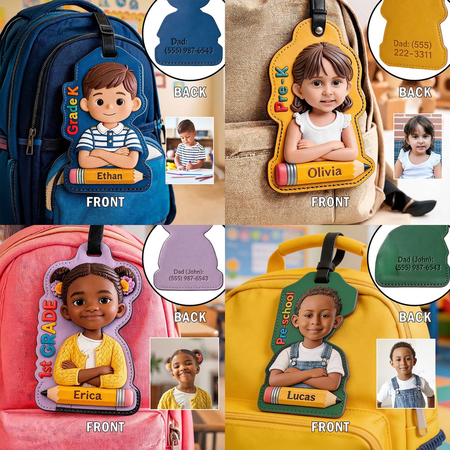 Back To School Custom From Photo - Personalized Kid Luggage Tag