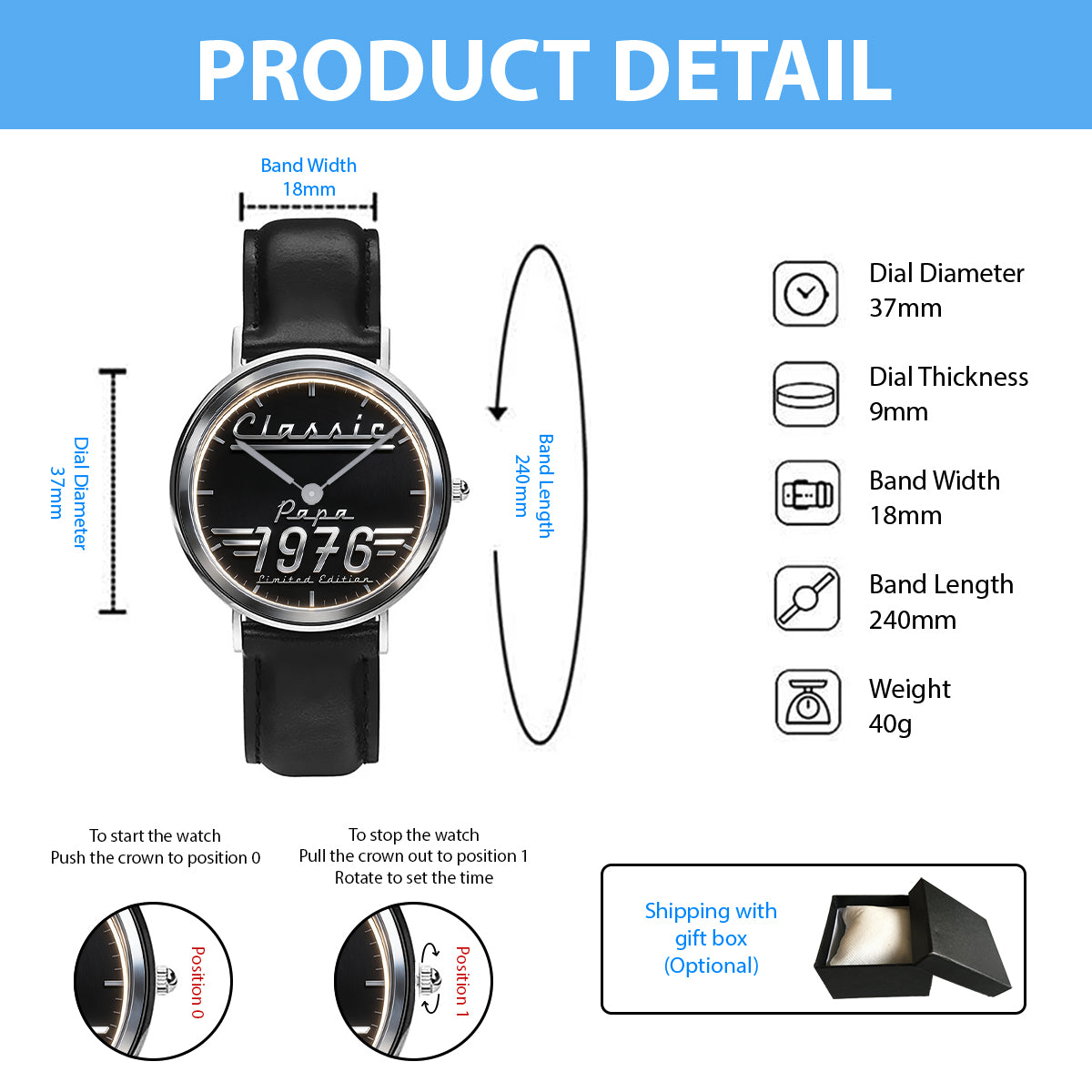 Classic - Personalized Father Hand Watch
