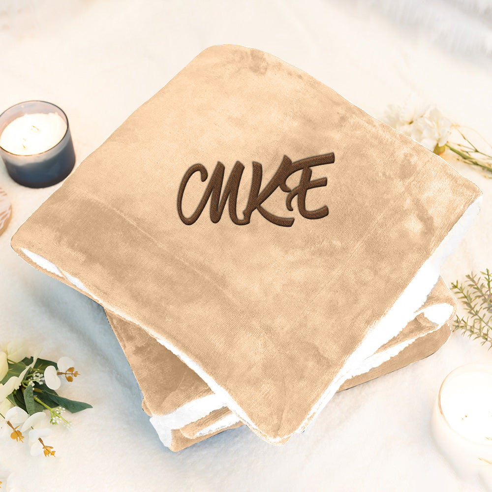 Embroidered Name - Personalized Embroidered Plush Throw Blanket