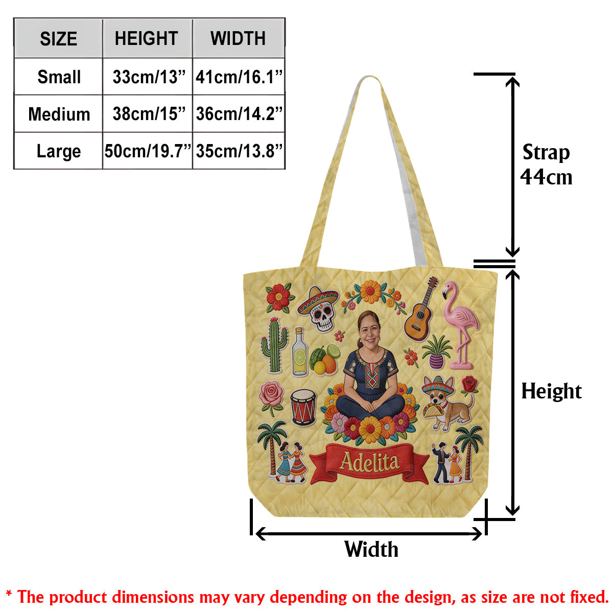 Latina Women, Mexican Vibe - Personalized Latina Women Quilted Tote Bag