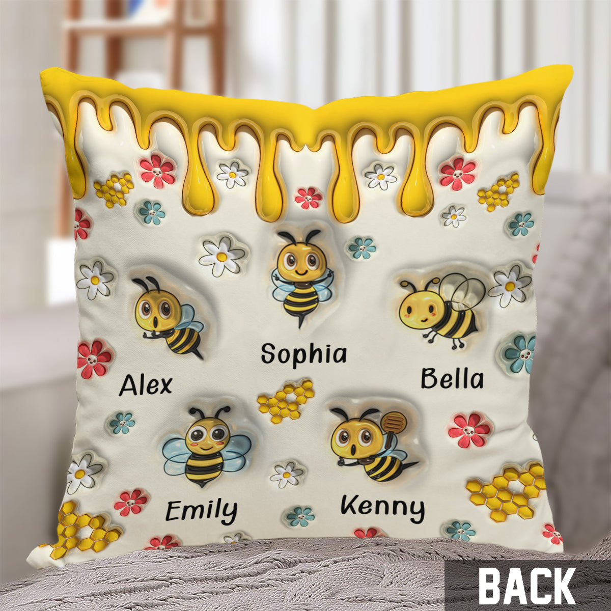 Grandma's Reasons To Bee Happy - Personalized Grandma Throw Pillow