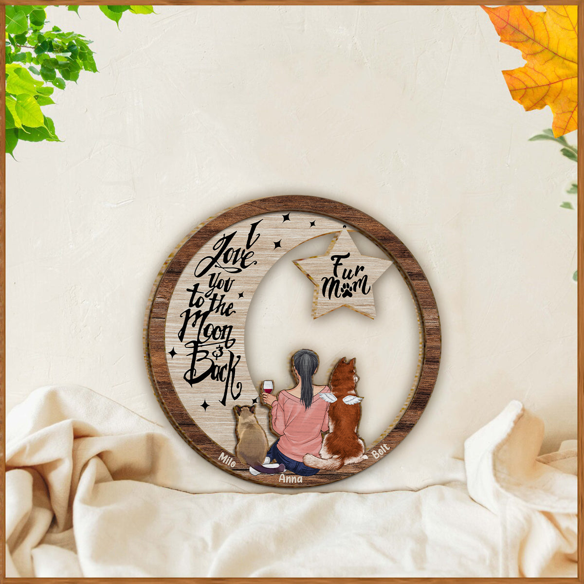 I Miss You I Know Love To The Moon And Back - Personalized Dog 2 Layered Wood Sign / Wood Plaque