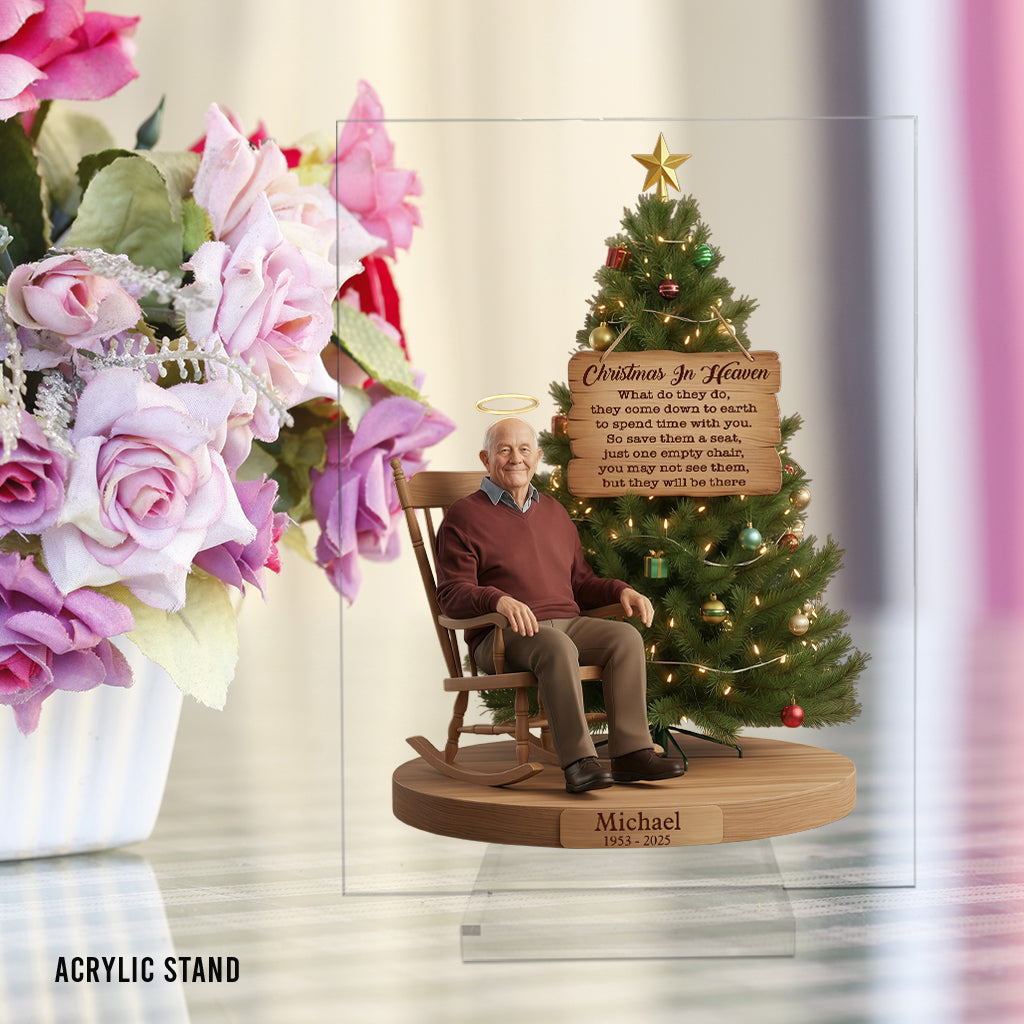 Christmas In Heaven - Personalized Memorial Custom Shaped Acrylic Plaque