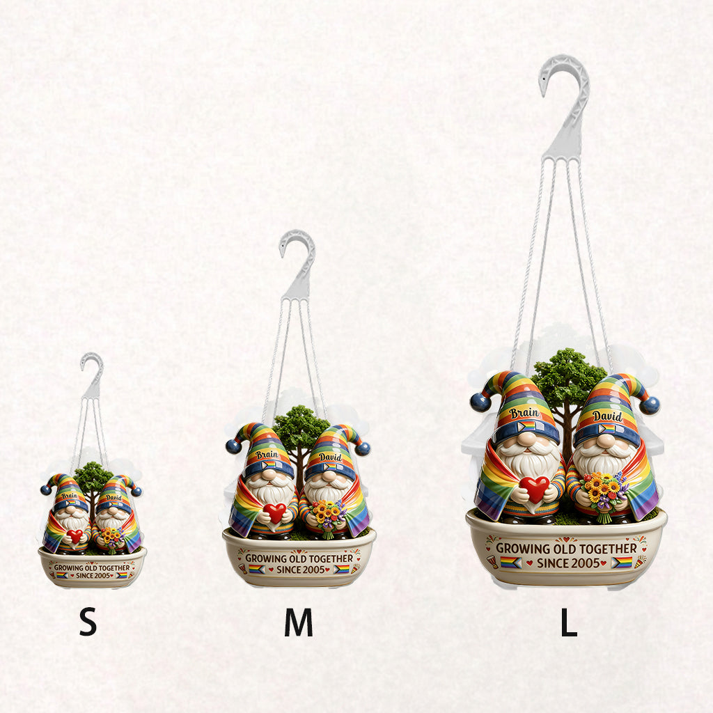 Growing Old Together LGBTQ Gay Lesbian Gift - Personalized LGBT Support Hanging Pot
