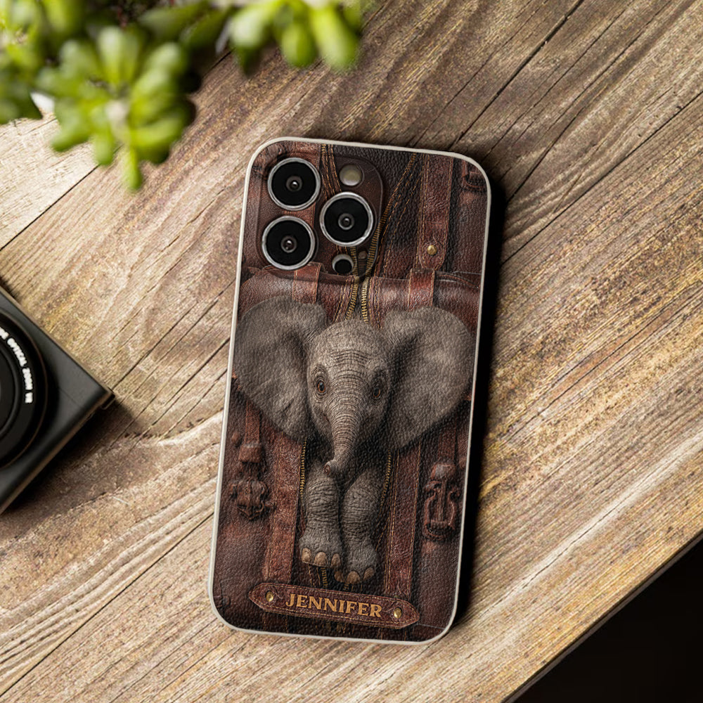 Just A Girl Who Loves Elephant - Personalized Elephant Leather Phone Case