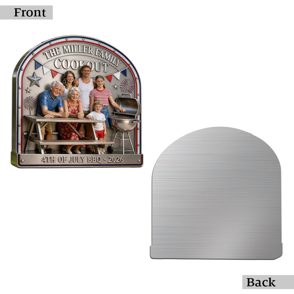 4th Of July Family Cookout Sign - Personalized Family Cut Metal Sign