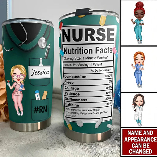 Personalized Nurse Nutrition Facts Cup, Wallet Card, Pillow,Plaque - Perfect Gift for Healthcare Heroes