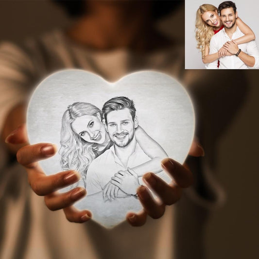 Any Photo Heart Moon Lamp - Personalized Lamp