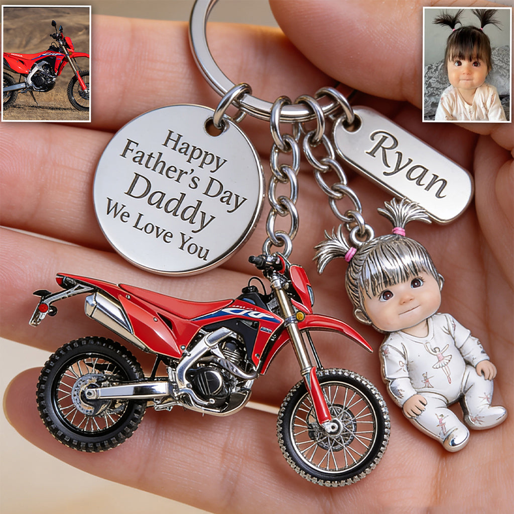 BIKER DAD - Personalized Biker Keychain With Charms