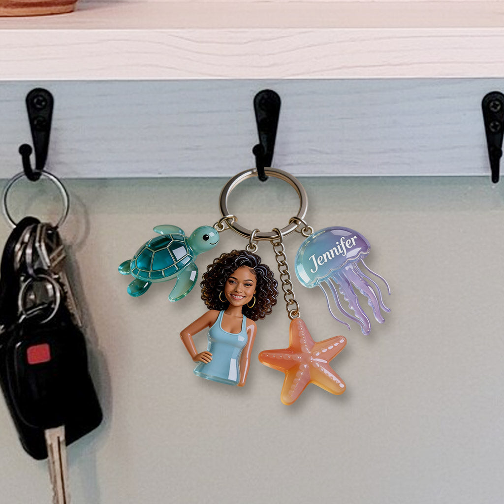 Custom Any Photo - Personalized Turtle Premium Keychain With Charms