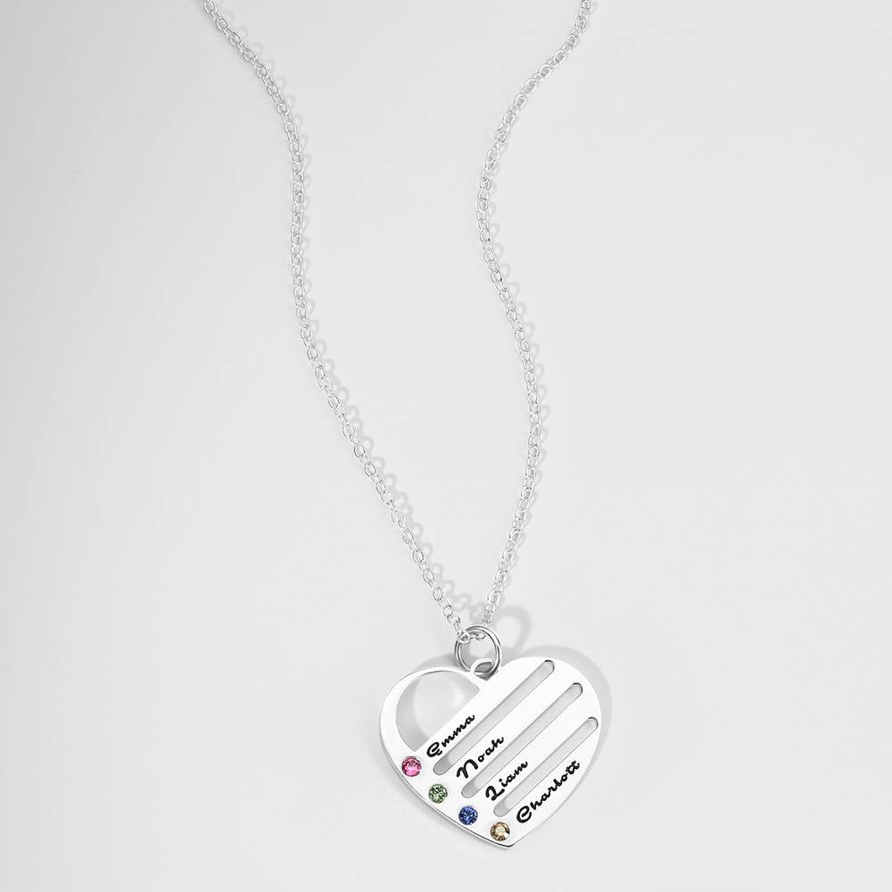 This Is Us - Personalized Family S925 Silver Birthstone Heart Name Necklace