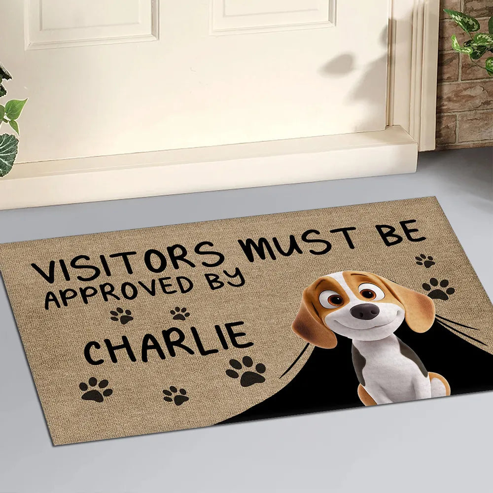 Personalized "Visitors Must Be Approved by the Dogs" Doormat – Custom Pet Door Mat for Dog Lovers