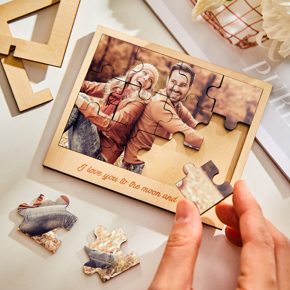 Any Photos - Personalized Couple Image Puzzle Photo Frame