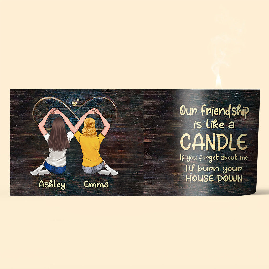 Our Friendship Is Like A Candle - Personalized Bestie Candle With Wooden Lid