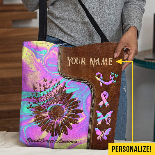 Pink Warrior - Breast Cancer Awareness Personalized Tote Bag