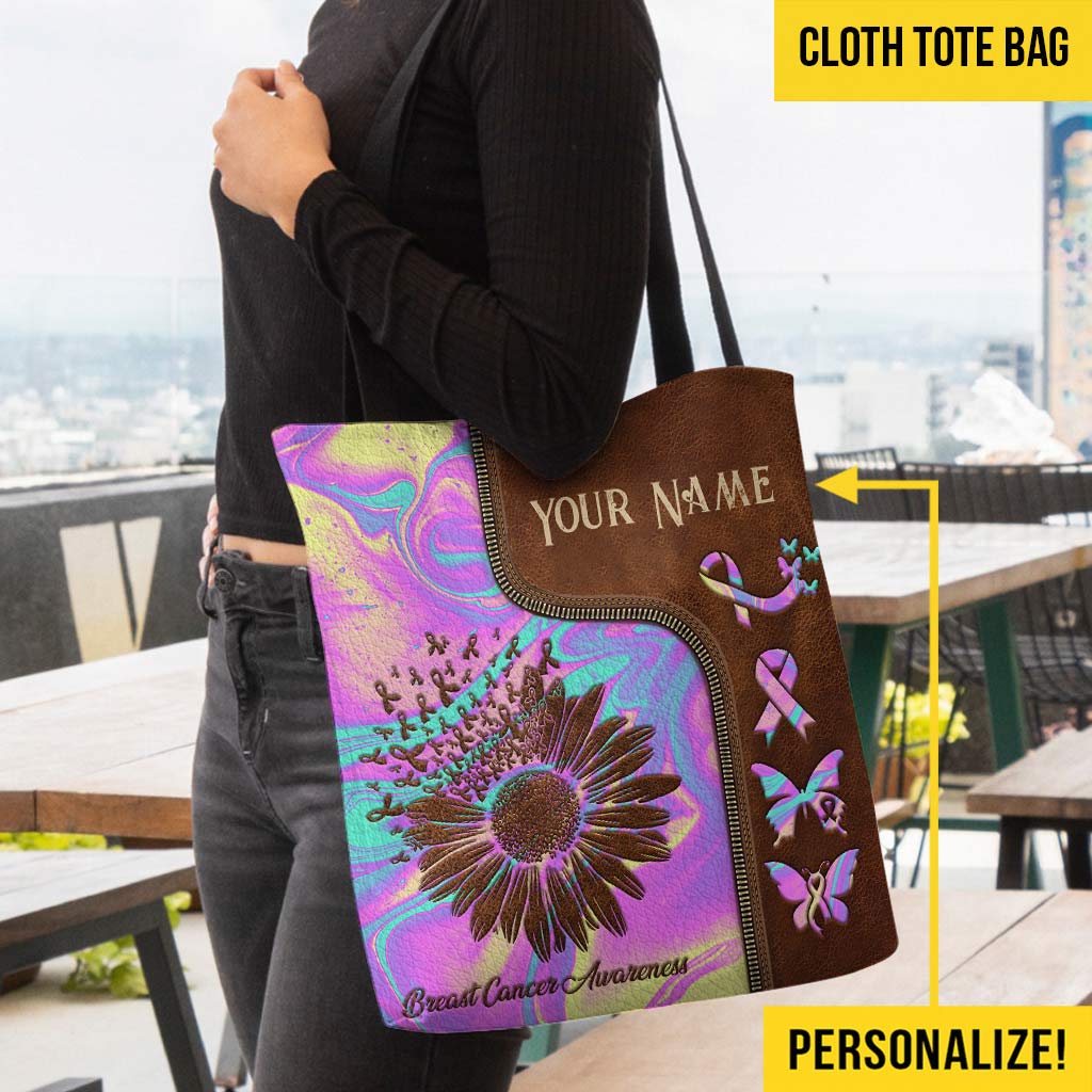 Pink Warrior - Breast Cancer Awareness Personalized Tote Bag
