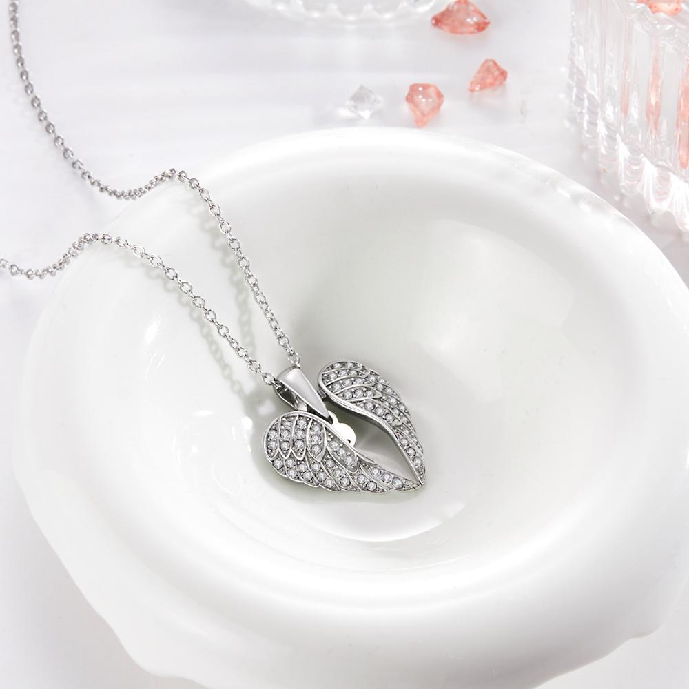 Angle Wing - Personalized Wing Heart-Shaped Engraved Necklace