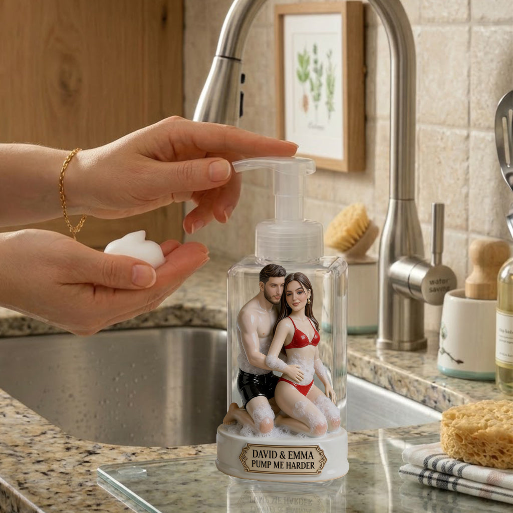 Any Photo Funny Couple Gift - Personalized Spicy Couple Pump Dispenser