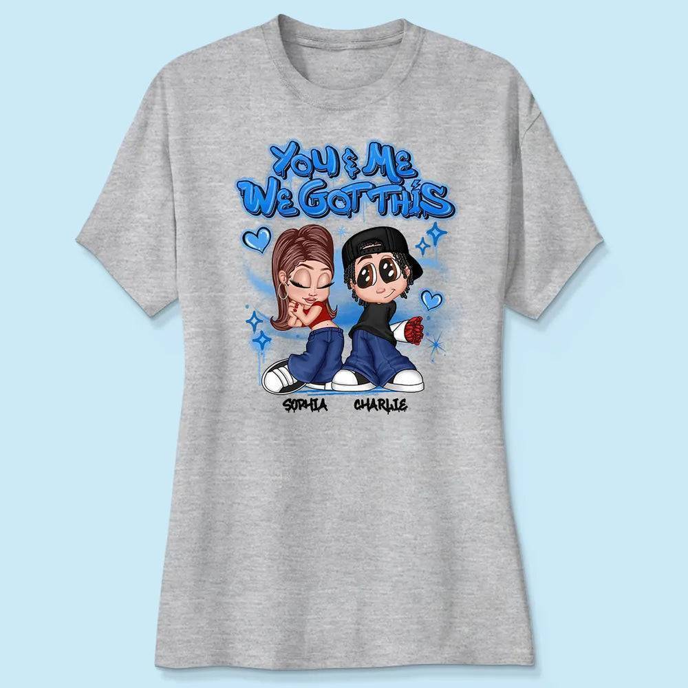 Y2K Couple Airbrushed Personalized Shirt, Gift For Him Gift For Her