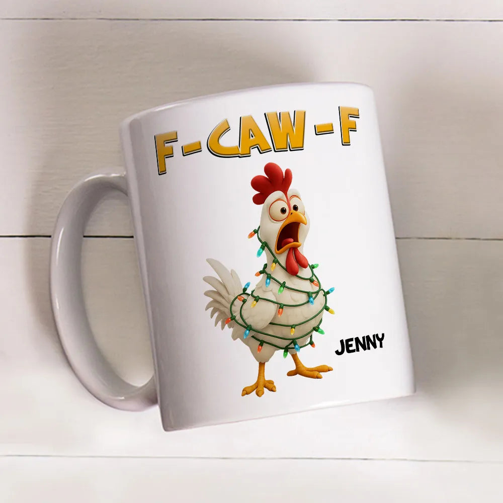 Funny Christmas Chicken Mug with Custom Name – A Hilarious Holiday Gift for Friends & Coworkers