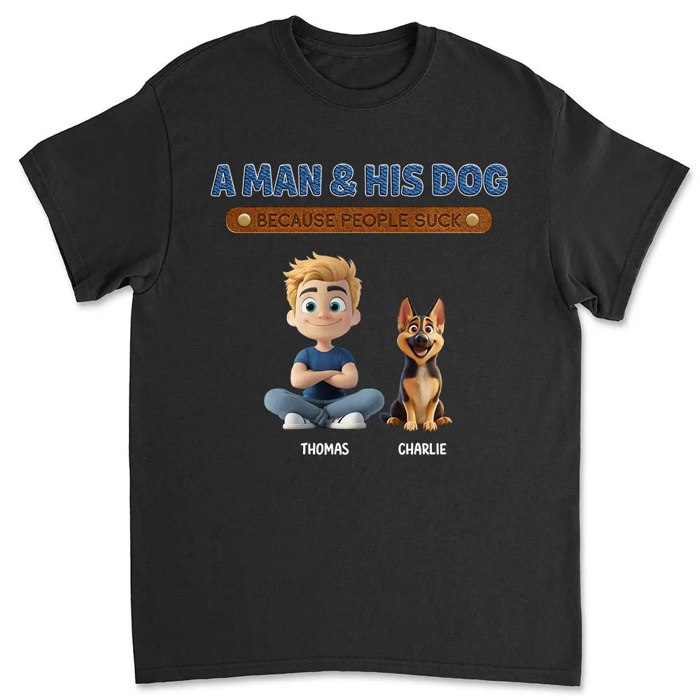 Classic Tee for Dog Lovers with Creative Print Design, Gift for Friends