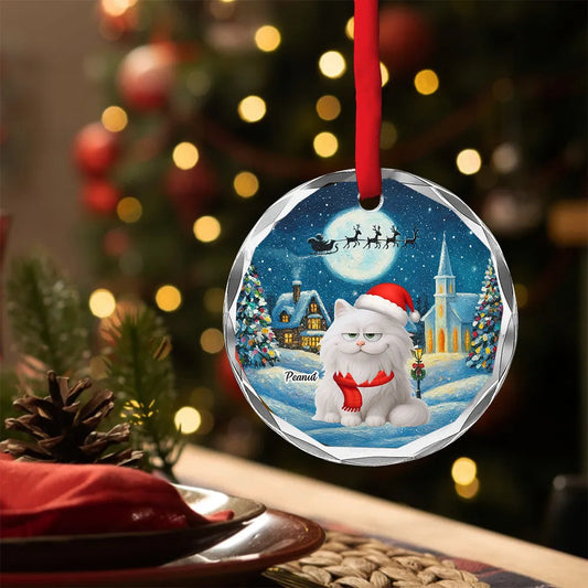 Christmas Cat Ornament, Personalized Design, Pet Lover Gift