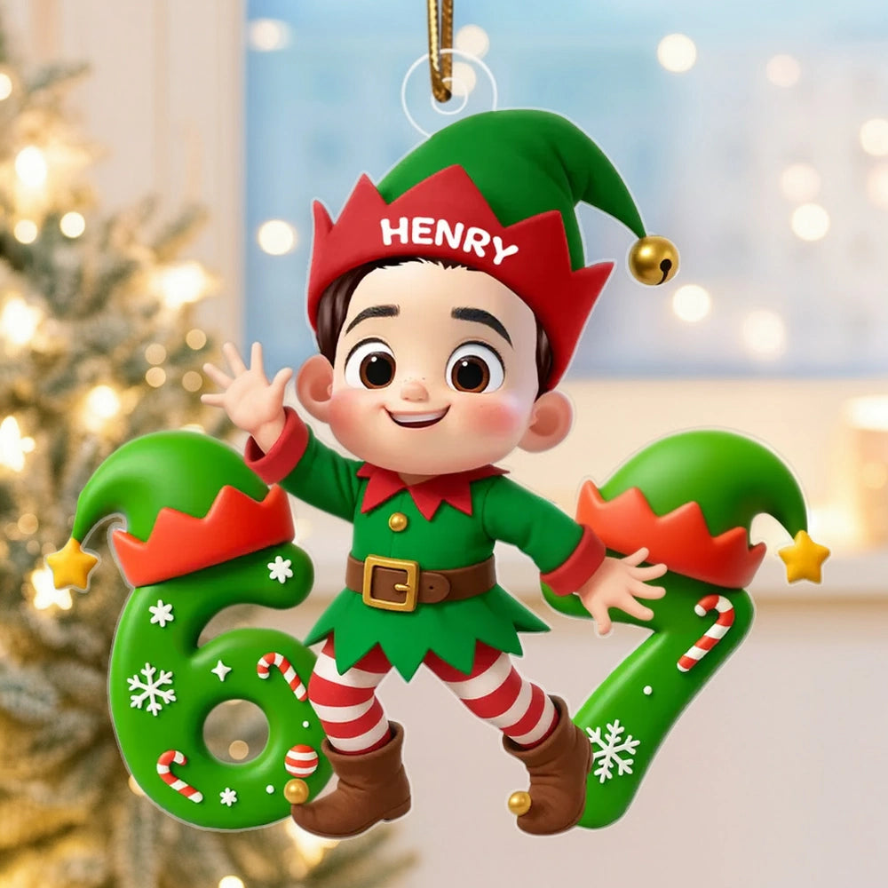 Personalized Christmas Elf Acrylic Ornament for Kids – Cute 6 7 Design, Festive Decor & Unique Holiday Gift