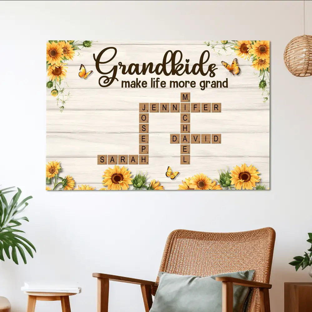 Custom Poster or Canvas with 'Grandkids Make Life More Grand' Design