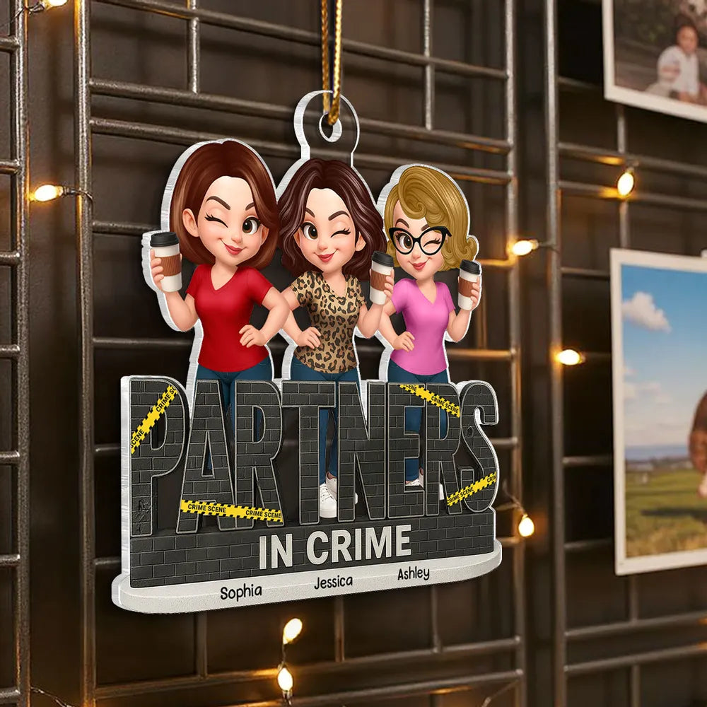 “Partners in Crime” Acrylic Ornament – Personalized Gift for Best Friends