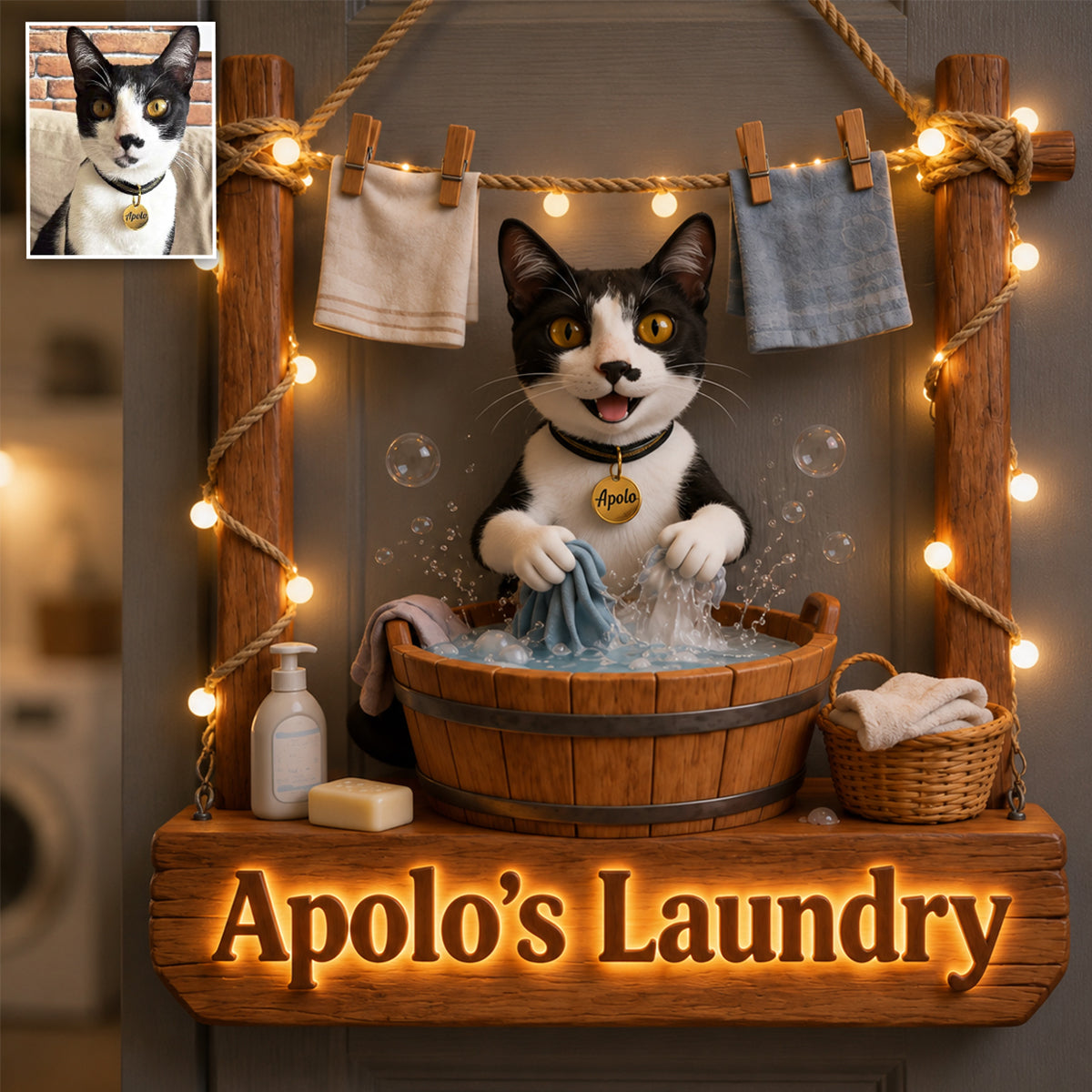 Laundry Boss - Personalized Cat LED Light Acrylic Sign